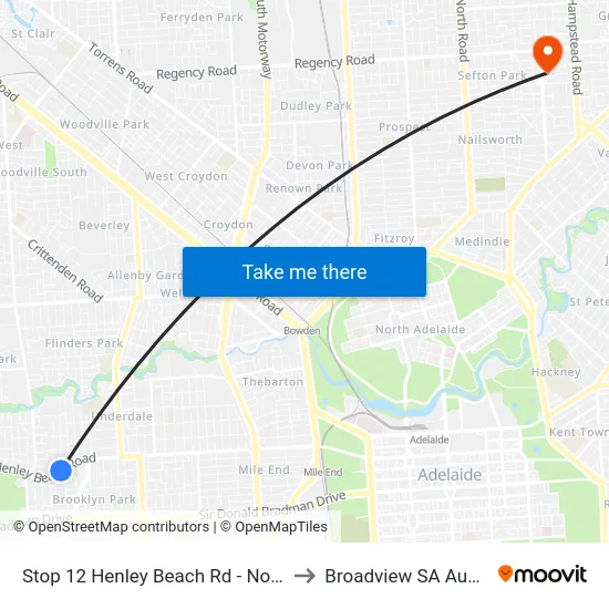 Stop 12 Henley Beach Rd - North side to Broadview SA Australia map
