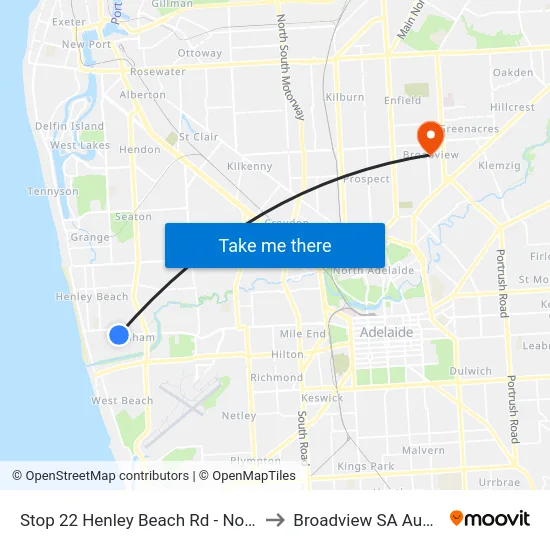 Stop 22 Henley Beach Rd - North side to Broadview SA Australia map