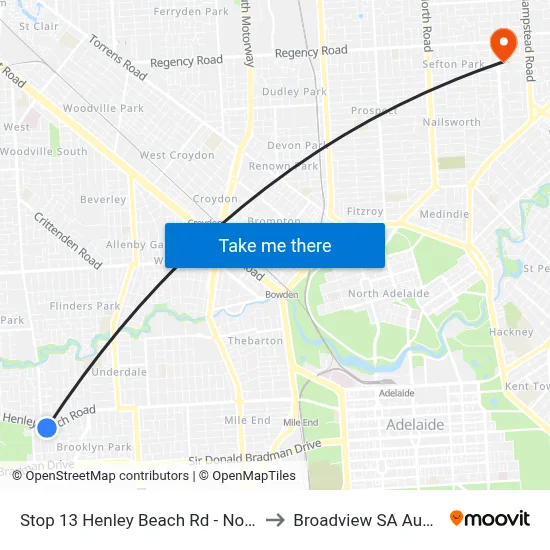 Stop 13 Henley Beach Rd - North side to Broadview SA Australia map
