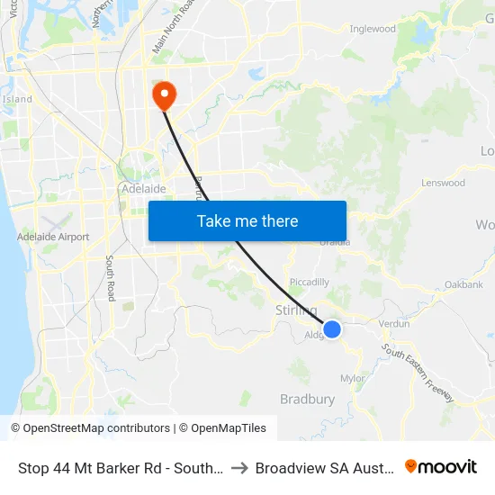 Stop 44 Mt Barker Rd - South side to Broadview SA Australia map