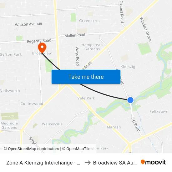 Zone A Klemzig Interchange - East side to Broadview SA Australia map