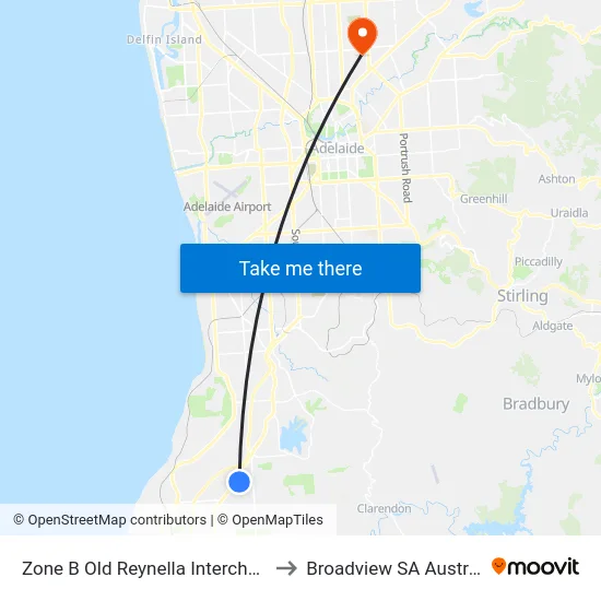 Zone B Old Reynella Interchange to Broadview SA Australia map