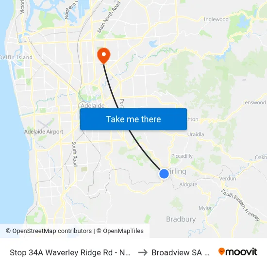Stop 34A Waverley Ridge Rd - North West side to Broadview SA Australia map