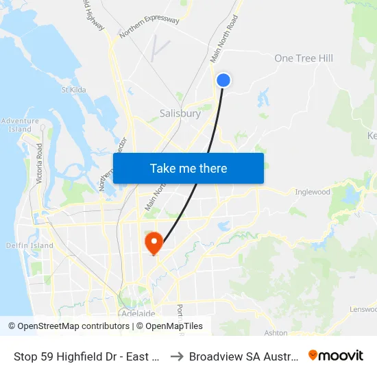 Stop 59 Highfield Dr - East side to Broadview SA Australia map