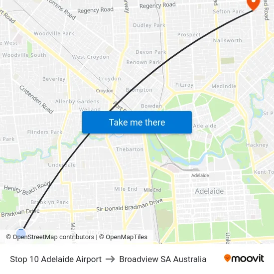 Stop 10 Adelaide Airport to Broadview SA Australia map