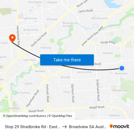 Stop 29 Stradbroke Rd - East side to Broadview SA Australia map