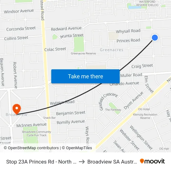 Stop 23A Princes Rd - North side to Broadview SA Australia map