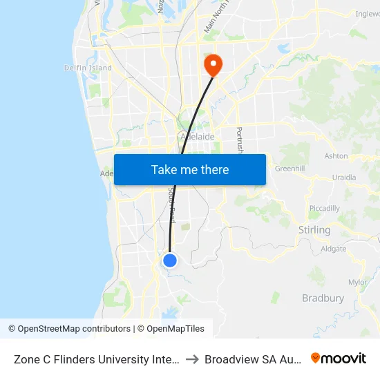 Zone C Flinders University Interchange to Broadview SA Australia map