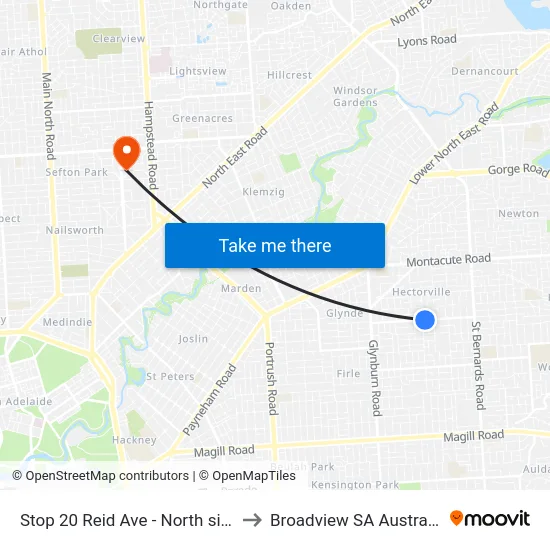 Stop 20 Reid Ave - North side to Broadview SA Australia map