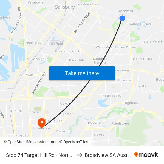 Stop 74 Target Hill Rd - North side to Broadview SA Australia map
