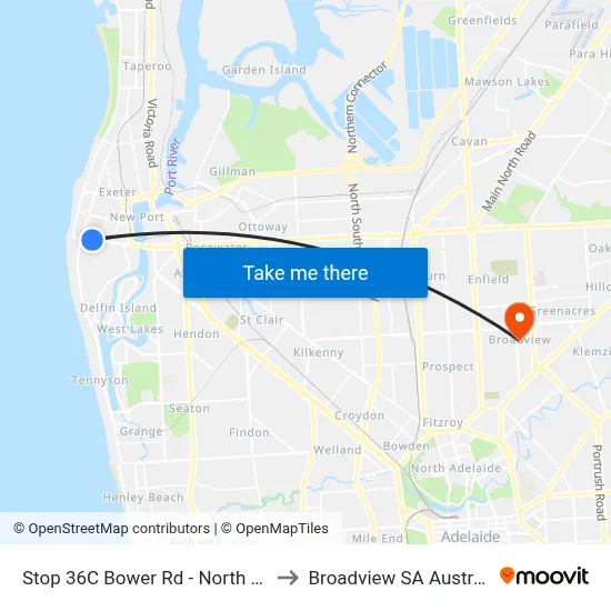 Stop 36C Bower Rd - North side to Broadview SA Australia map