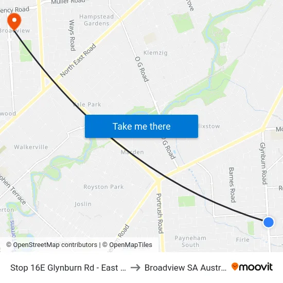 Stop 16E Glynburn Rd - East side to Broadview SA Australia map
