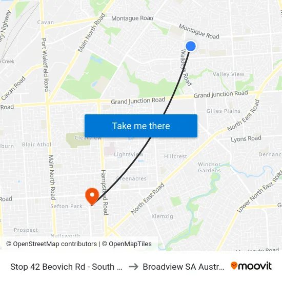 Stop 42 Beovich Rd - South side to Broadview SA Australia map