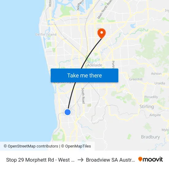 Stop 29 Morphett Rd - West side to Broadview SA Australia map