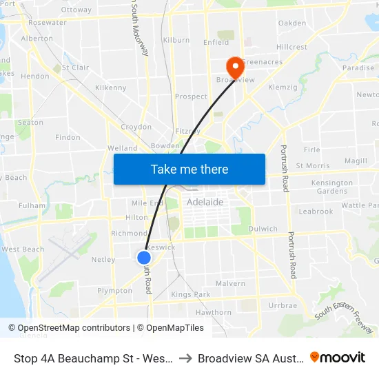 Stop 4A Beauchamp St - West Side to Broadview SA Australia map