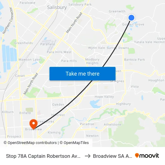 Stop 78A Captain Robertson Ave - South side to Broadview SA Australia map