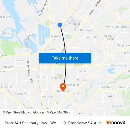 Stop 34U Salisbury Hwy - West side to Broadview SA Australia map
