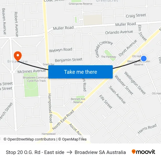 Stop 20 O.G. Rd - East side to Broadview SA Australia map