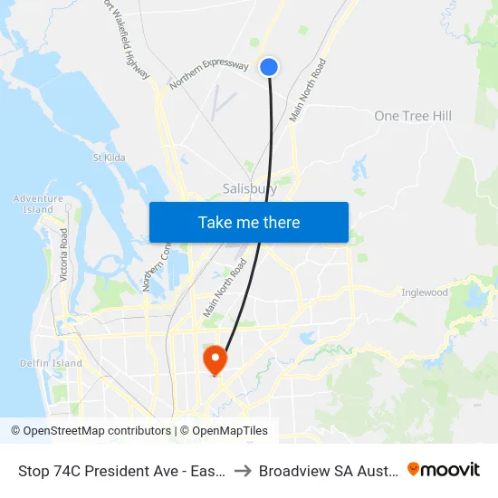 Stop 74C President Ave - East side to Broadview SA Australia map