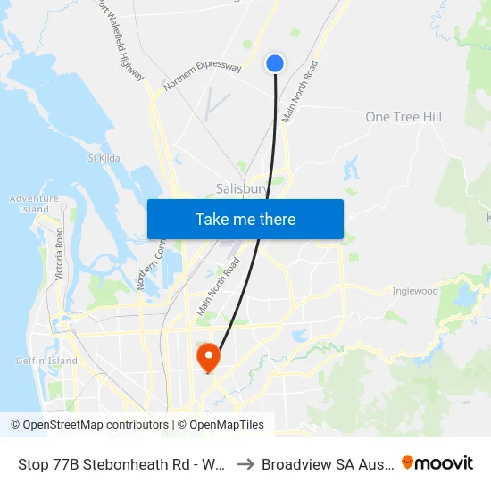 Stop 77B Stebonheath Rd - West side to Broadview SA Australia map