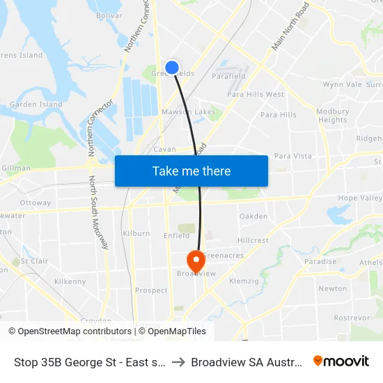 Stop 35B George St - East side to Broadview SA Australia map