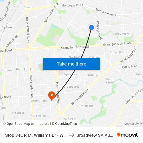 Stop 34E R.M. Williams Dr - West side to Broadview SA Australia map