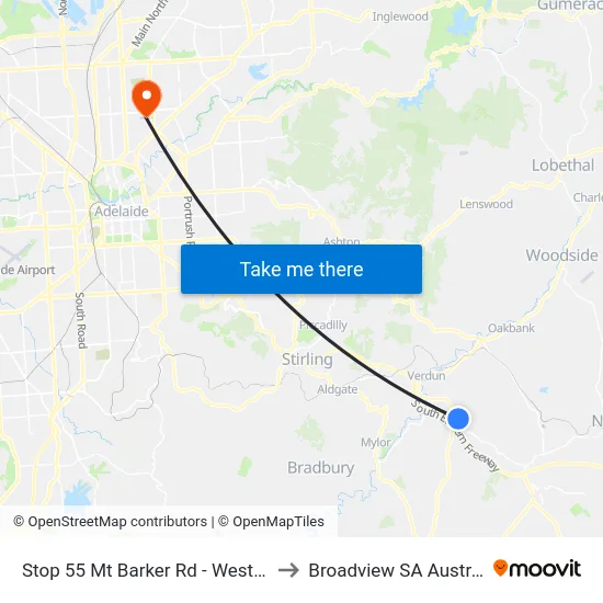 Stop 55 Mt Barker Rd - West side to Broadview SA Australia map