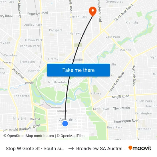 Stop W Grote St - South side to Broadview SA Australia map