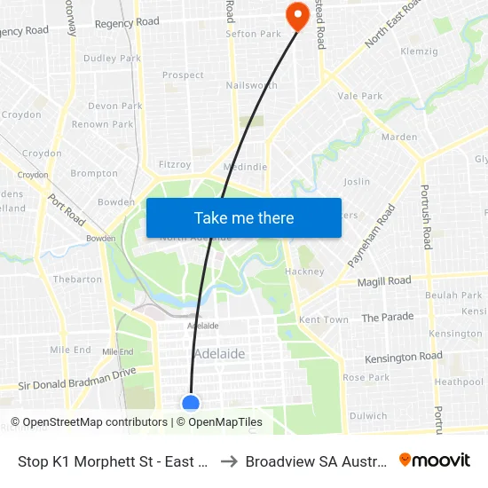 Stop K1 Morphett St - East side to Broadview SA Australia map