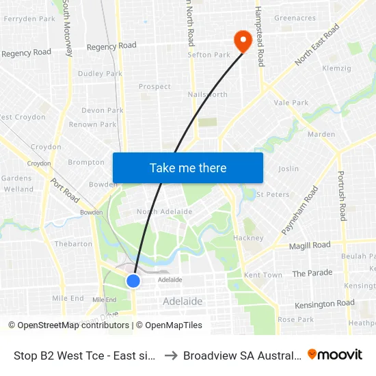 Stop B2 West Tce - East side to Broadview SA Australia map