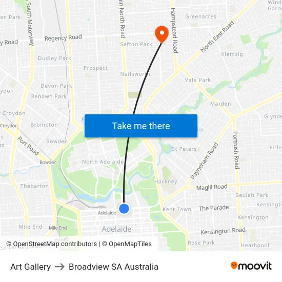 Art Gallery to Broadview SA Australia map