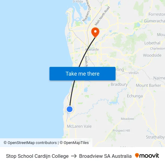Stop School Cardijn College to Broadview SA Australia map