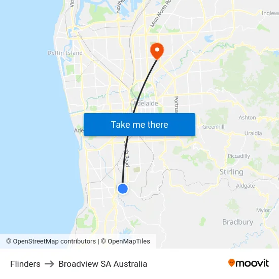 Flinders to Broadview SA Australia map