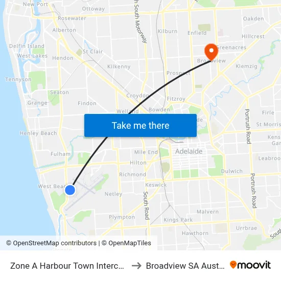 Zone A Harbour Town Interchange to Broadview SA Australia map