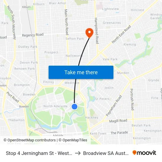 Stop 4 Jerningham St - West side to Broadview SA Australia map