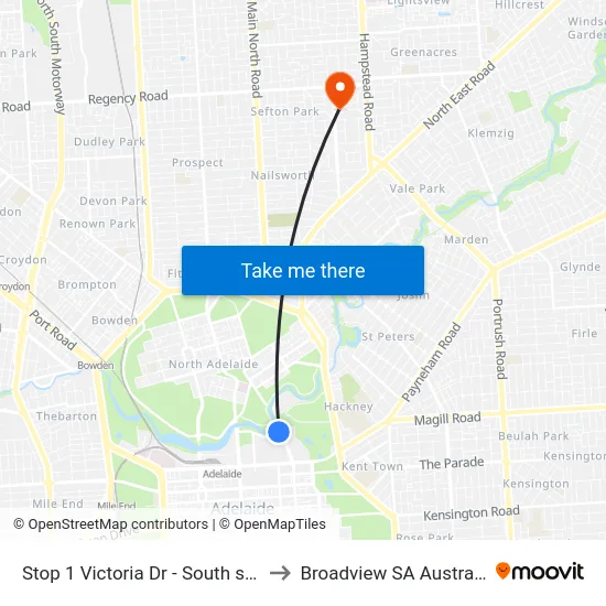 Stop 1 Victoria Dr - South side to Broadview SA Australia map