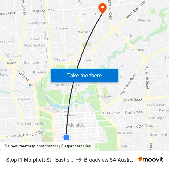 Stop I1 Morphett St - East side to Broadview SA Australia map