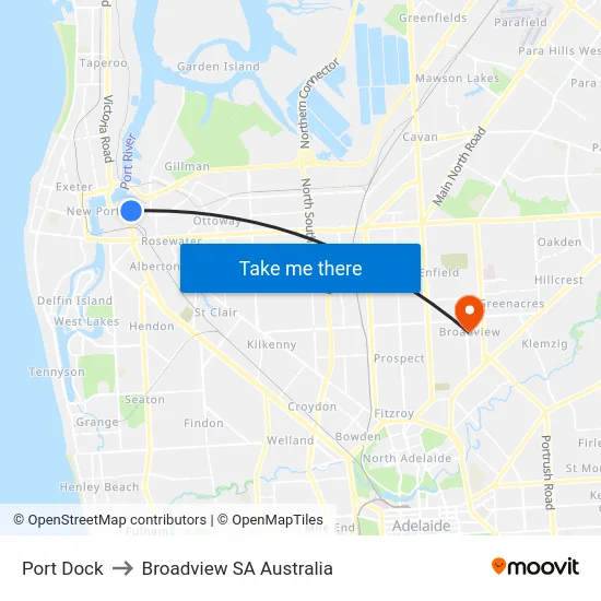 Port Dock to Broadview SA Australia map