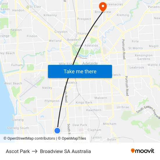 Ascot Park to Broadview SA Australia map