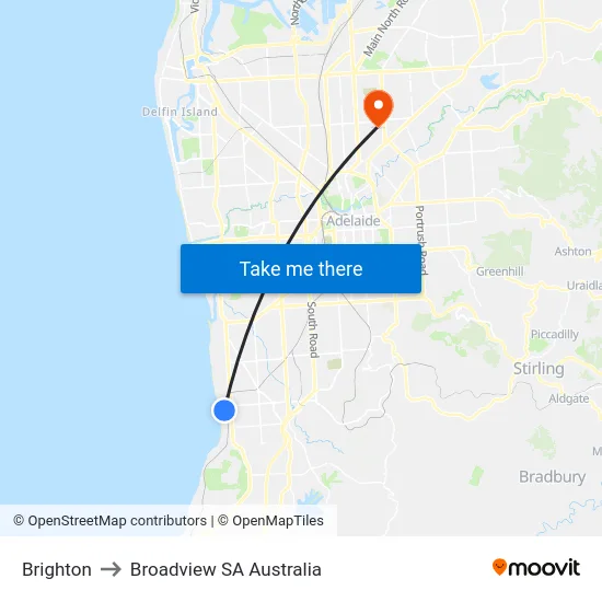 Brighton to Broadview SA Australia map