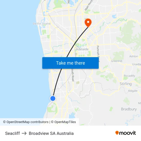 Seacliff to Broadview SA Australia map
