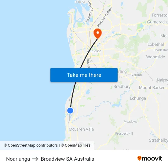 Noarlunga to Broadview SA Australia map