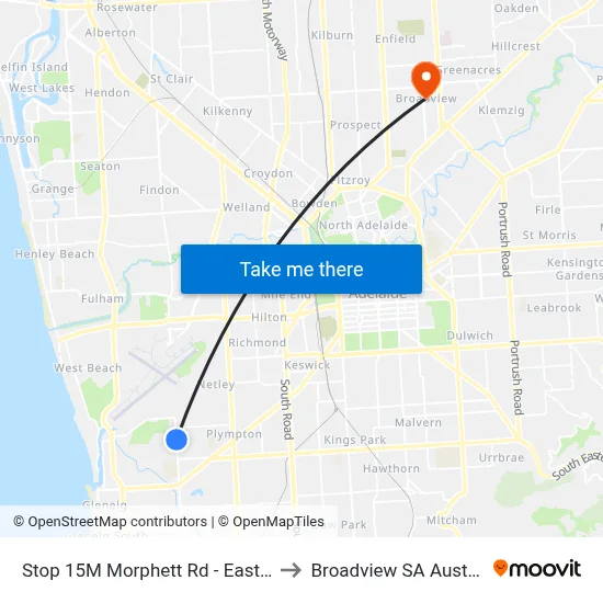 Stop 15M Morphett Rd - East side to Broadview SA Australia map