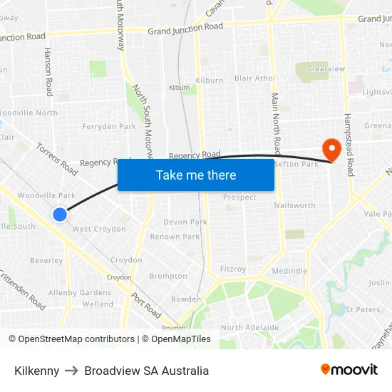 Kilkenny to Broadview SA Australia map