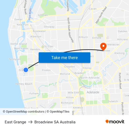 East Grange to Broadview SA Australia map