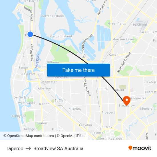 Taperoo to Broadview SA Australia map