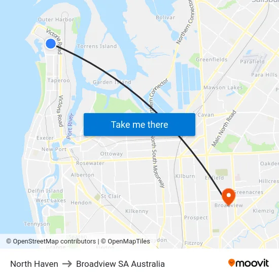 North Haven to Broadview SA Australia map
