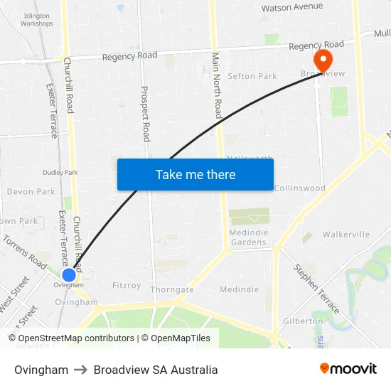 Ovingham to Broadview SA Australia map