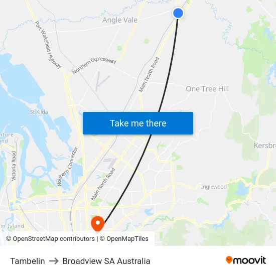 Tambelin to Broadview SA Australia map