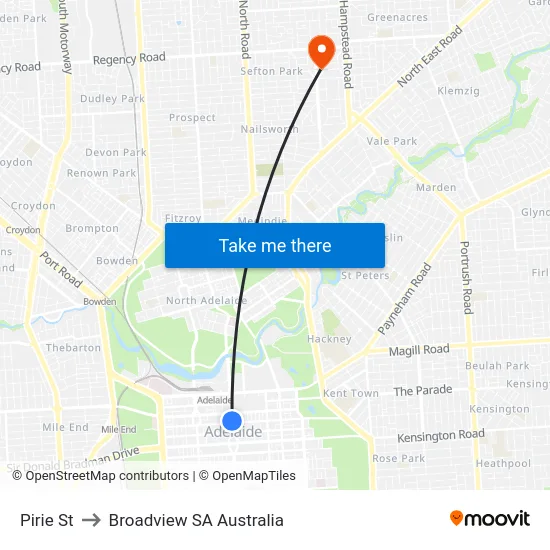 Pirie St to Broadview SA Australia map